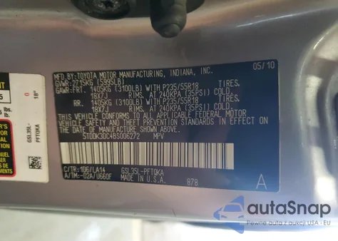 2011 Toyota Sienna Xle z USA, uszkodzony, nr VIN 5TDDK3DC4BS006272